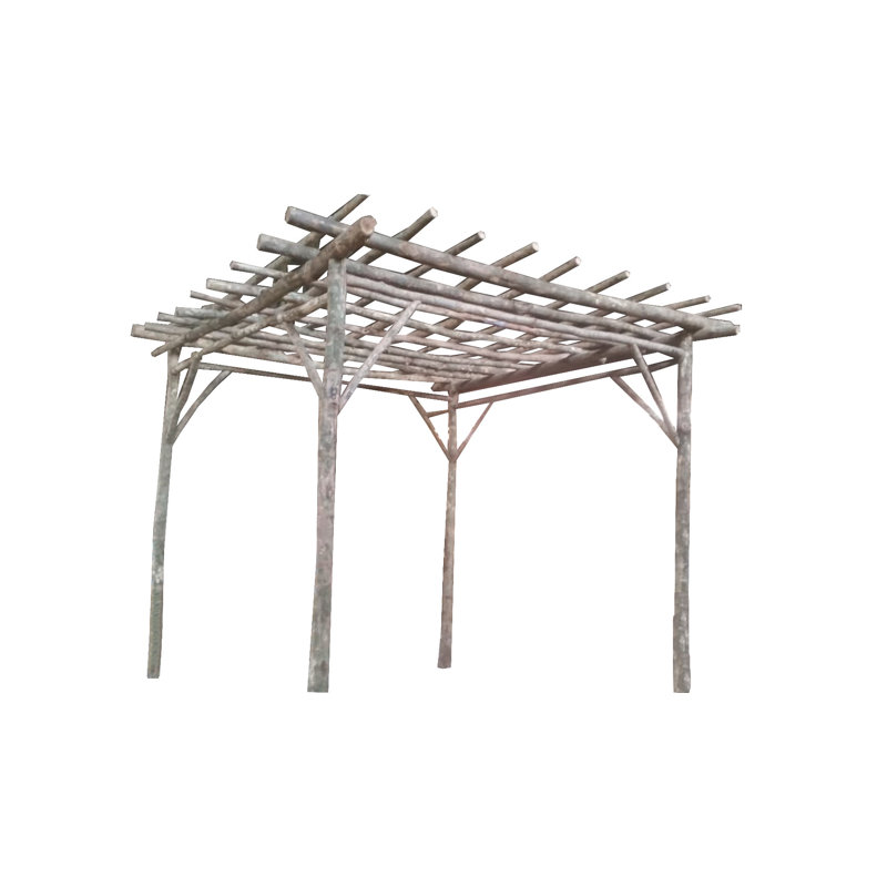 Gray 10 Ft. x 10 Ft. Teak Log Wood Pergola