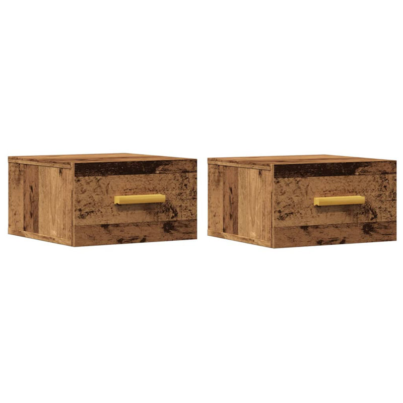 Santucci 35cm W Manufactured Wood Bedside Table, Set of 2, Old Wood