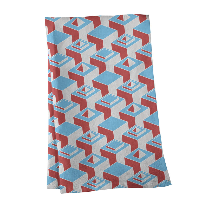 Patricia Geoffrey Tea Towel Kitchen Towel, Pink/Blue, Poly Twill