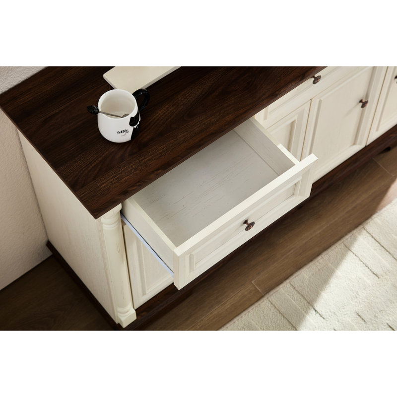 Armoire de rangement Farmhouse avec portes et tiroirs pour le couloir du salon 