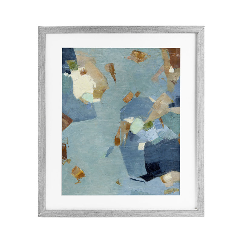 «Blue Moon» Organic Abstraction, reproduction d'art sous verre encadrée par Suzanne Nicoll, H 21 po x l 17 po