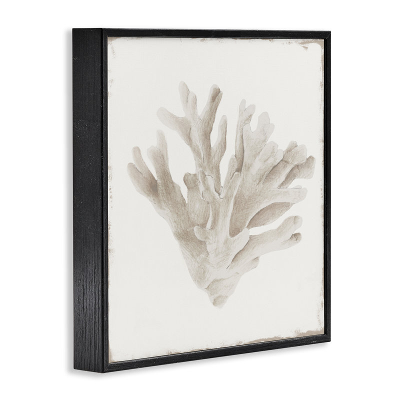 Sandy Coral Drift, giclée encadrée, design par Lily K., Giclée encadrée noir minuit, H 12 po x l 12 po