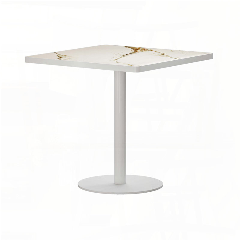 Square Faux Marble Dining Table with Titanium Gold Feet (31.5")