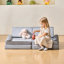 Canapé modulaire pour enfants, canapé modulaire pour tout-petits avec accoudoirs, éponge 28D et velours court, canapé convertible modulaire pour enfants, combinaison créative pour la salle de jeux, la chambre à coucher, le salon, le gris