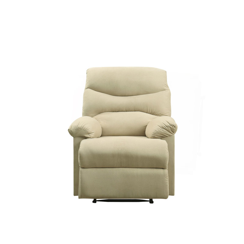 Beige Recliner With Pillow Top Armrest, Light Beige