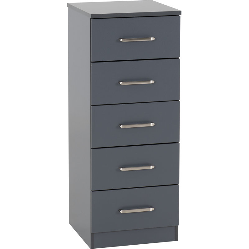 Sumrah 35 cm W Chest of 5 Drawers, Grey