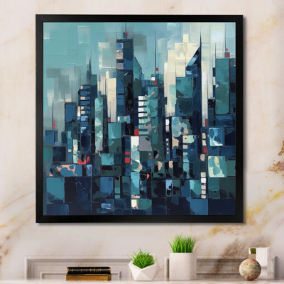 «Blue and Green Cityscape Essence», reproduction sur toile