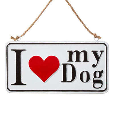 I Love My Dog Sign Ornament