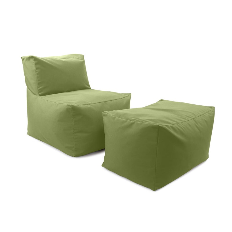 Berlioz Outdoor Pouf Bench, Seascape Sand, Green