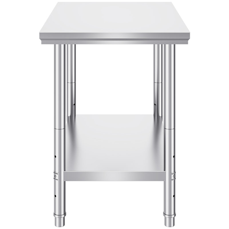 Table 35 po x 24 po 31 po en acier inoxydable avec 3 tablettes réglables, capacité de 700 lb pour le restaurant et la cour