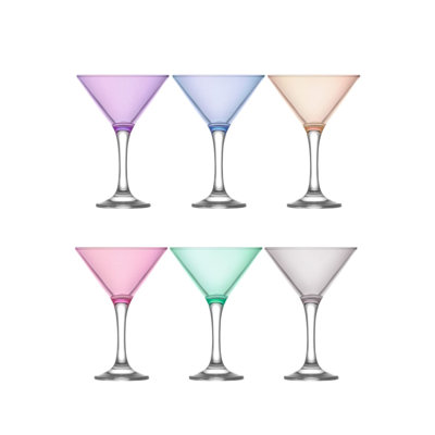 Lav Misket Multi Colored Martini Cocktail Glasses, 6 Oz