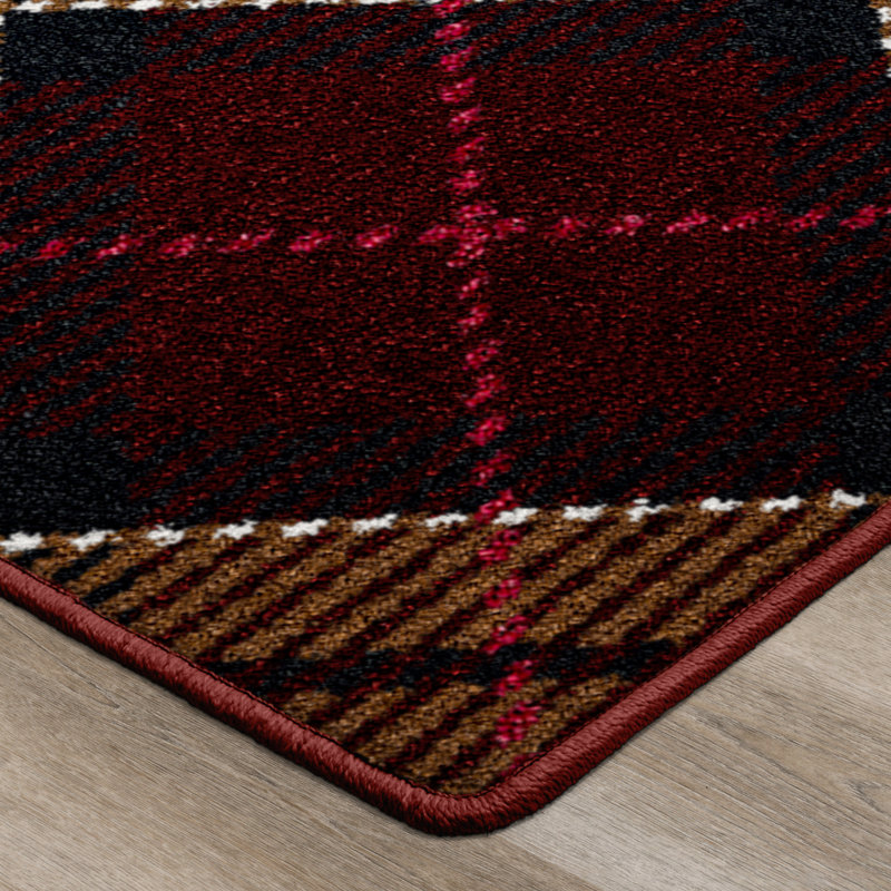 Christmas Plaid Victorian Red, Red/Gold, Rectangle 3'10" x 5'4"