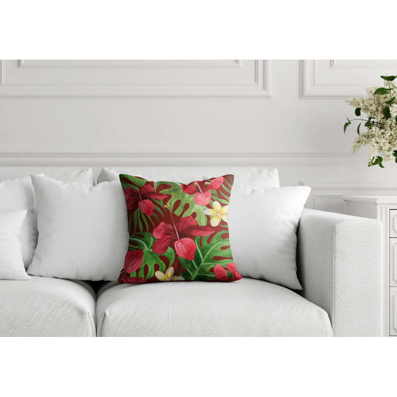 Housse de coussin d'extérieur carré Koi, Rouge, H 17 po x l 17 po