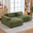 92 " L-Shaped Compression Corduroy Sectional Sofa, Modern Boneless Soft Upholstered Couch with Throw Blanket, No Assembly Required for Living Room-1677725180-1677725168