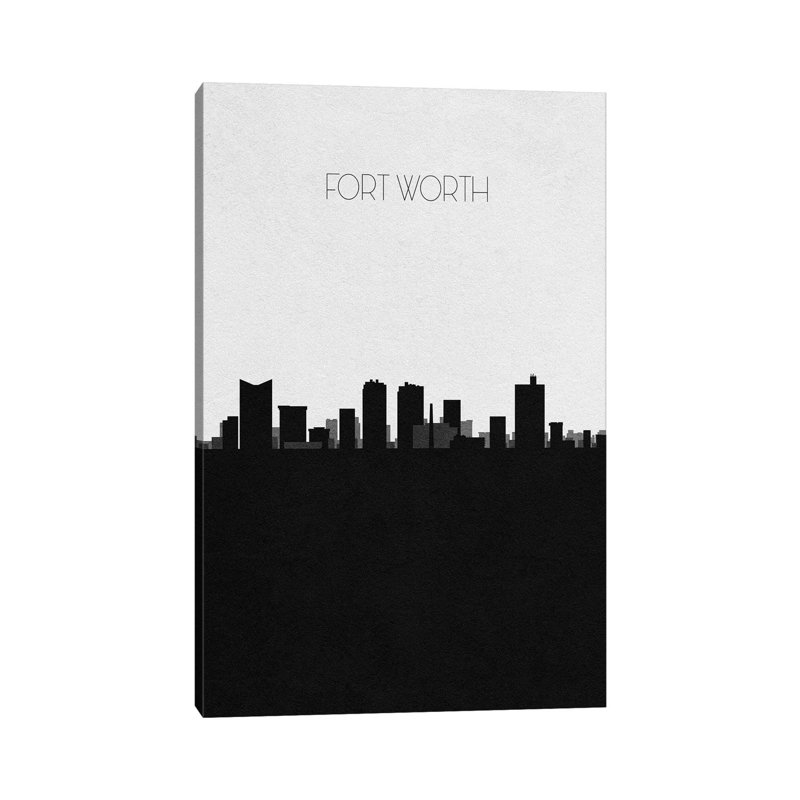 Fort Worth, Texas City Skyline 1 Piece Wrapped Canvas Wall Art, 20.32 cm H x 30.48 cm W