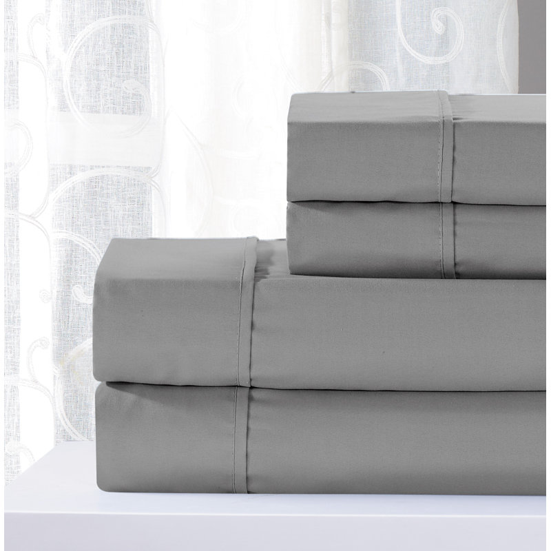 Organic Cotton 100% Cotton Sheet Set, King Sheet Set with 2 Pillowcases, Charcoal