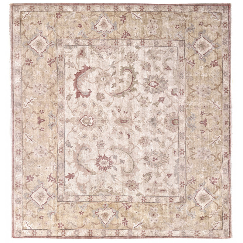 Tapis ivoire en laine noué à la main Ushak