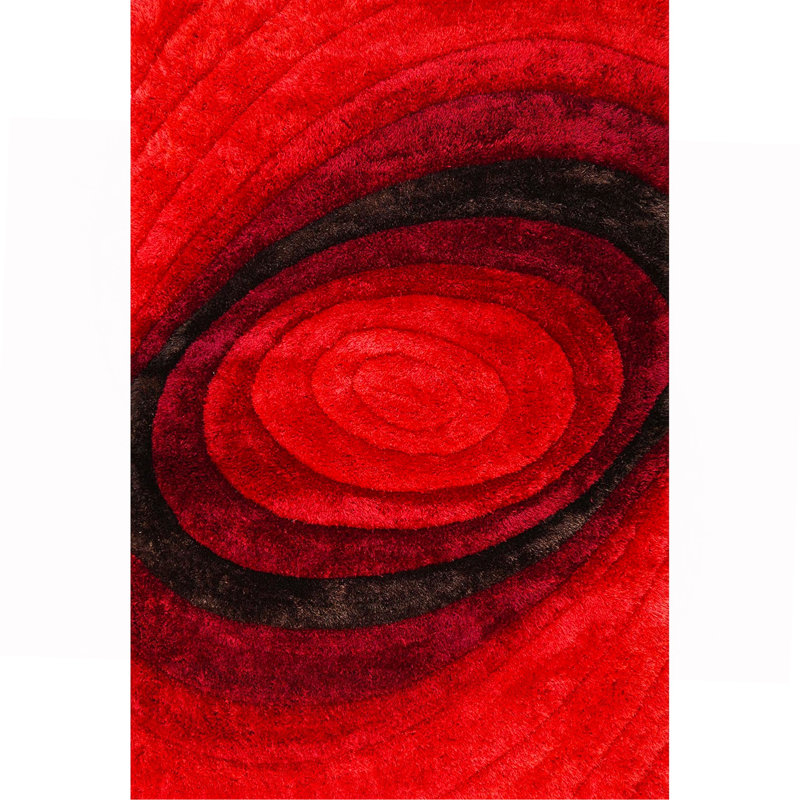 Tapis à poil long rouge Nina 3D