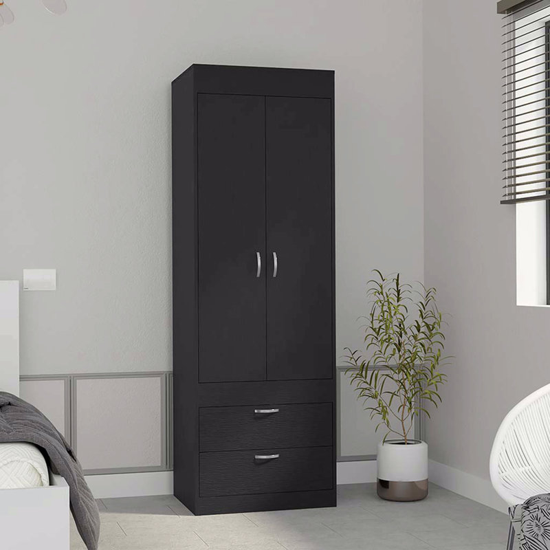 Armoire, deux tiroirs, Noir