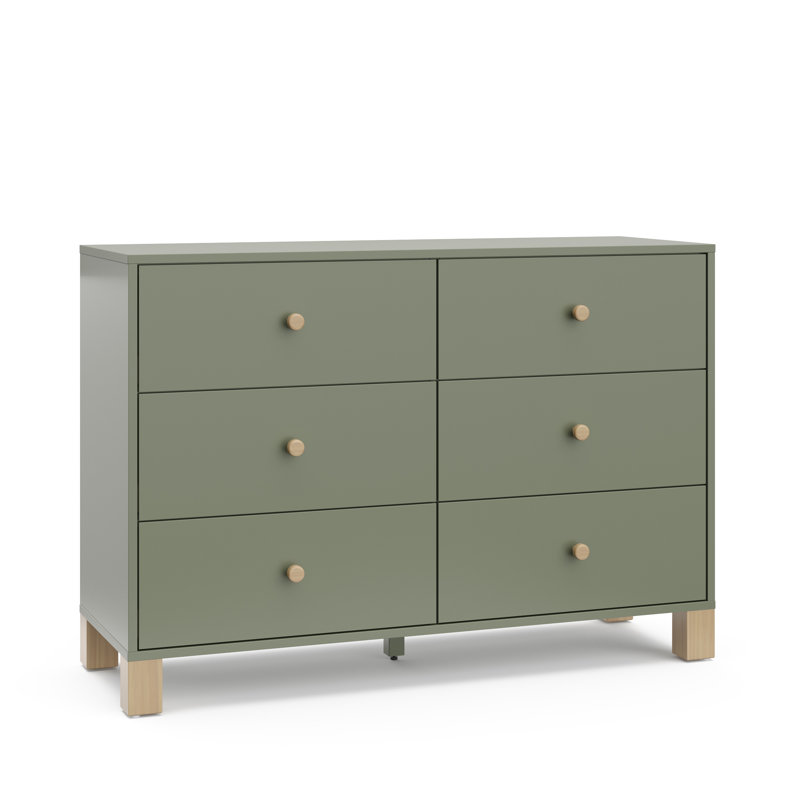 California 6 Drawer Dresser, Olive/Driftwood