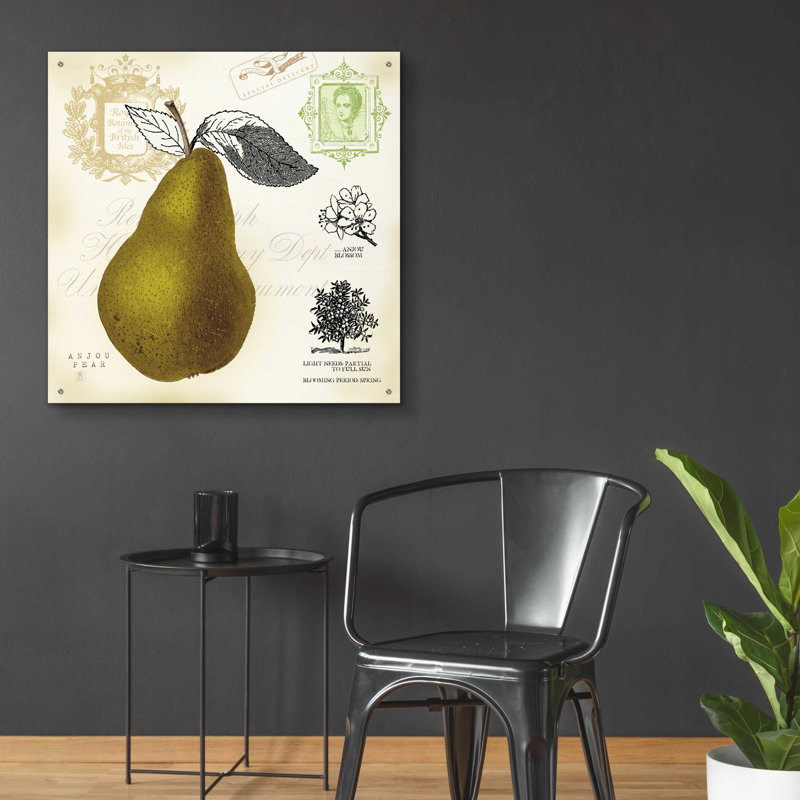 Art mural épique «Pear Notes» par Studio Mousseau, art mural en verre acrylique, 36 po x 36 po, H 36 po x l 36 po x P 0,2 po