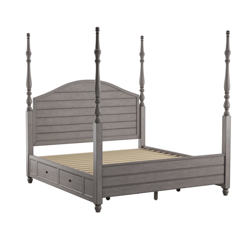 Lit plateforme avec rangement Woodside, Gris, Très grand