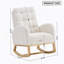 Chaise berçante d'appoint moelleuse avec repose-pieds, chaise berçante à dossier haut blanc crème et chaise longue en bois d'hévéa, l 38,36 po x P 26,77 po x H 39,76 po-744702701