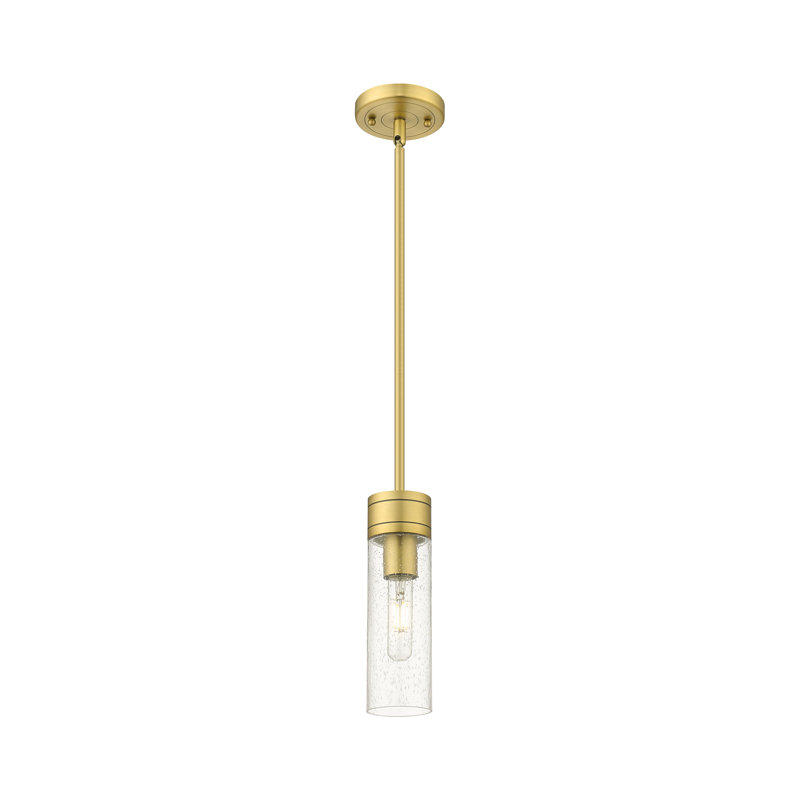 Ballston - Maliyah - 1 Light 3" Stem Hung Mini Pendant with 8"H Shade, Brushed Brass, Seedy, 40.75" H x 3" W