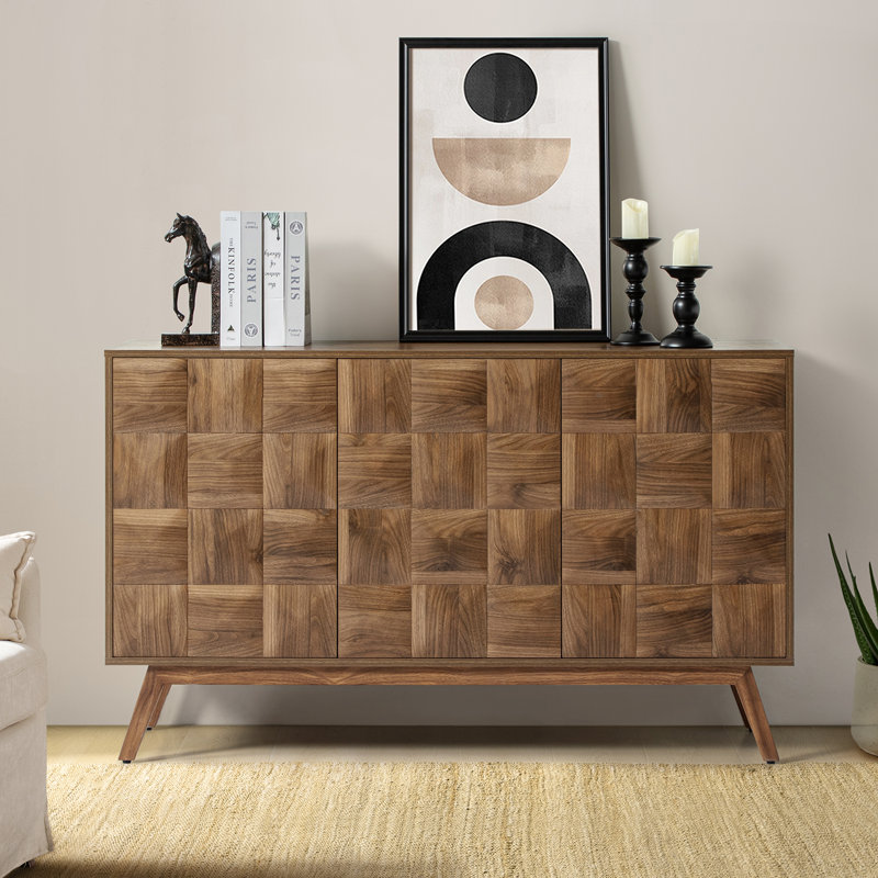 Buffet Mid-Century moderne avec tablettes réglables Morlan, Noyer