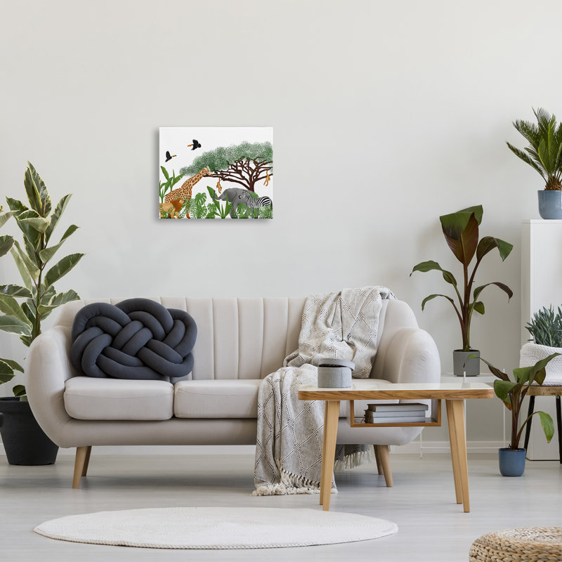 «Au-621», toile «Jungle Wildlife Animals Scene on Canvas» par Ale Saiz Studio, impression, H 16 po x l 20 po x P 1,5 po