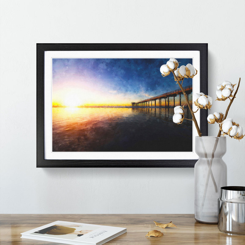 Pier in San Diego - Rectangle Print on MDF, Black, 45cm H x 63cm W x 2cm D