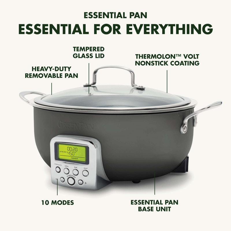 Poêle intelligente de 6 pintes GreenPan Elite, Gris