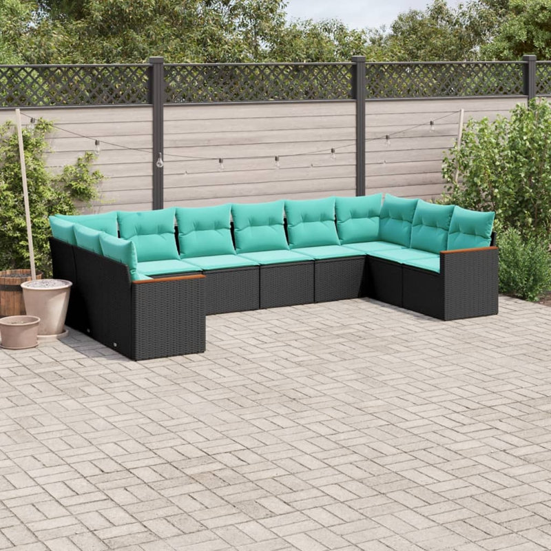 Ensemble de canapé de jardin d'extérieur noir