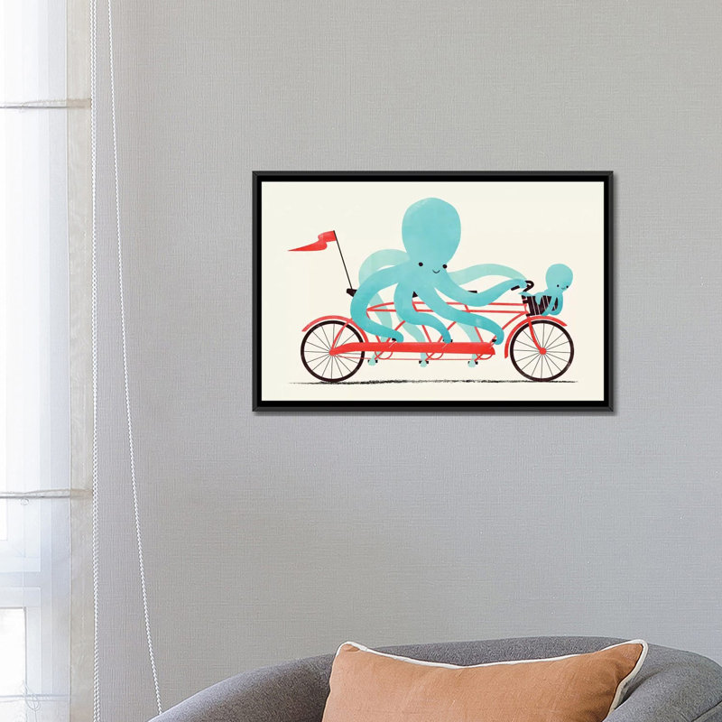 «My Red Bike», impression sur toile, H 40 po x l 60 po x P 1,5 po, Toile avec cadre noir, Pas de tapis