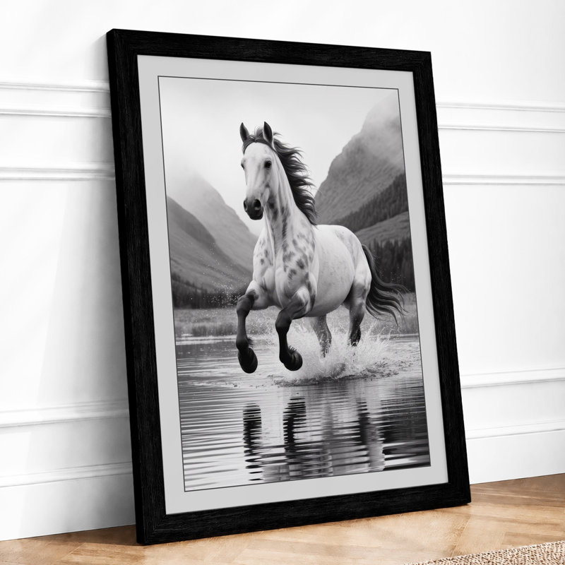 Horse In Mist Coastal - Print, A4 - 29.7 x 21.0 cm, Walnut