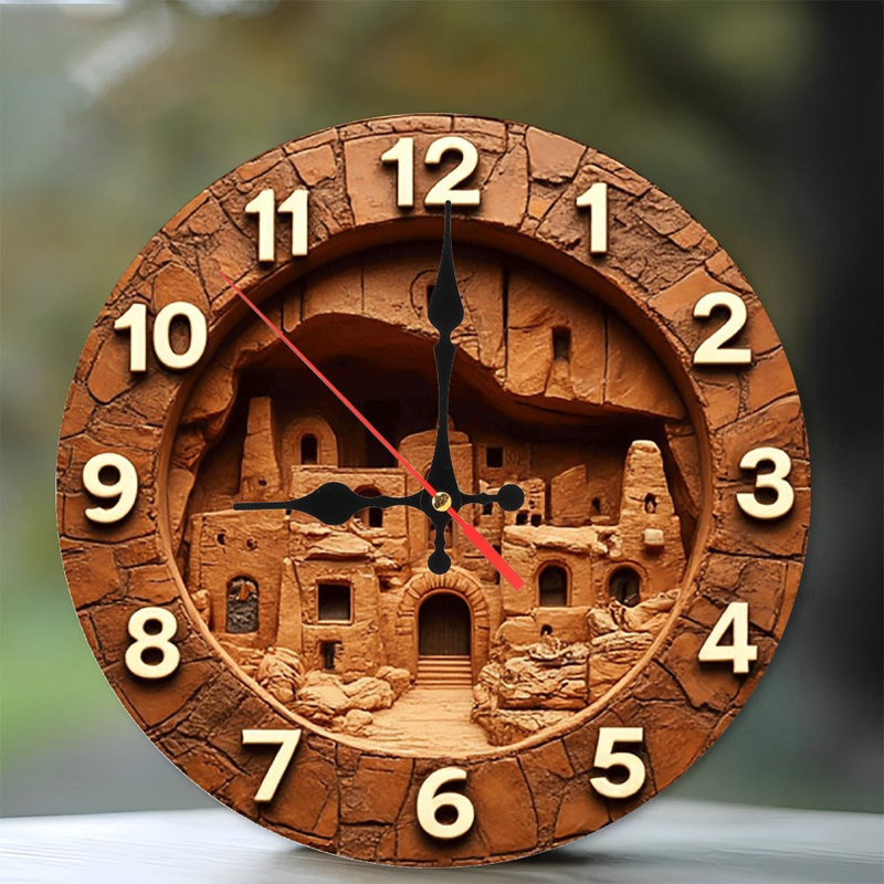 Horloge murale unique en grès sculpté