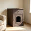 Maison pour animaux de compagnie en bois brun avec bac à litière et tiroir, table d'appoint, cage intérieure, table de chevet pour la maison-2096116096-2096116125