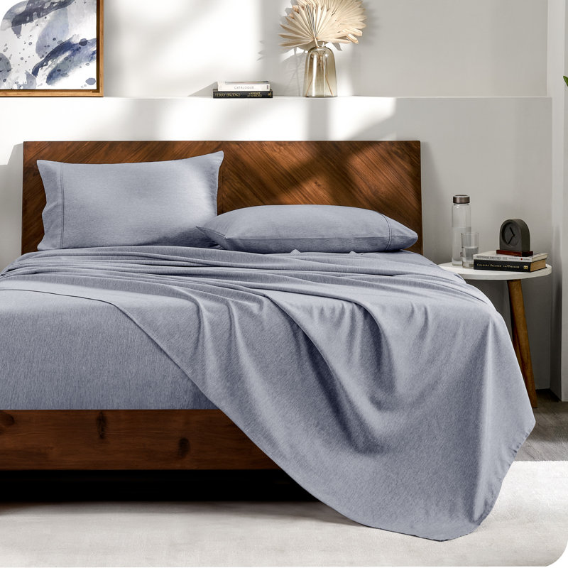 Complete Bedding Set - Soft Microfiber, Heather Midnight Blue, Queen Comforter + 7 Additional Pieces