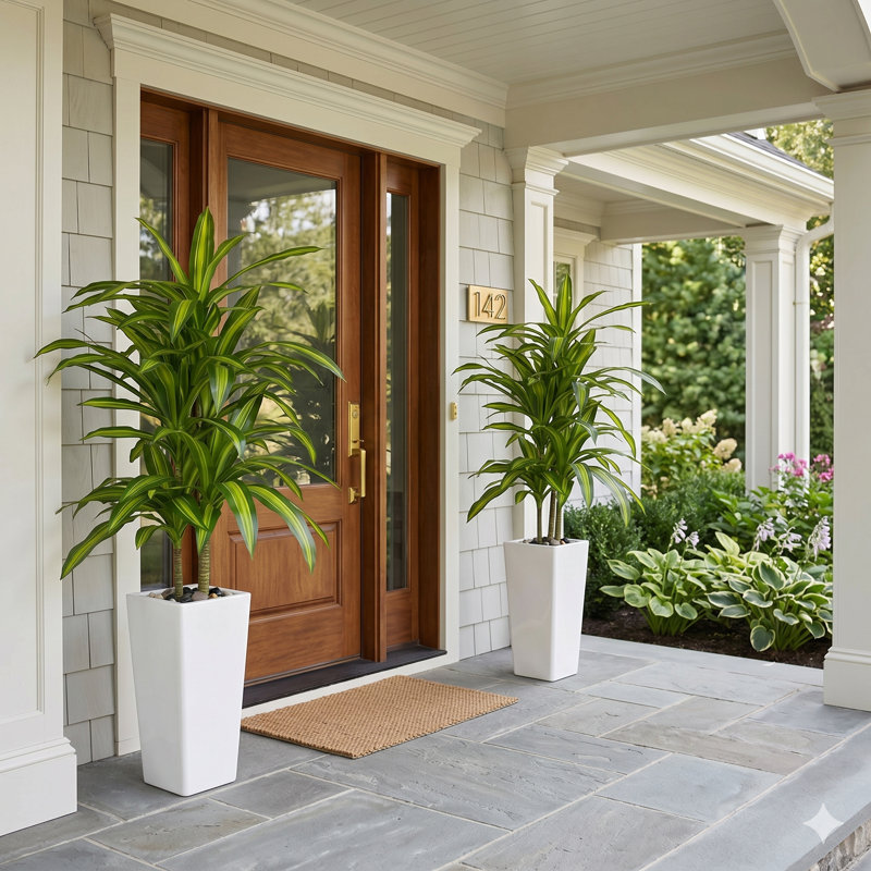 59 "Dracaena plante artificielle en pot blanc pour la décoration intérieure, Blanc