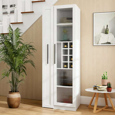 Armoire de cuisine avec étagère de rangement coulissante multifonctionnelle à plusieurs niveaux, armoire de rangement de ferme avec portes en verre, organisateurs de garde-manger