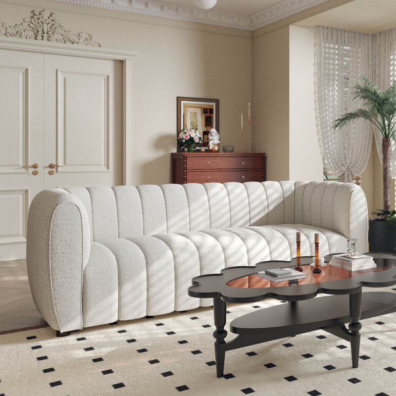 Celal Upholstered 63'' Loveseat, Off-White 100% Polyester, 31.5” H x 82.5” L x 34.5” W