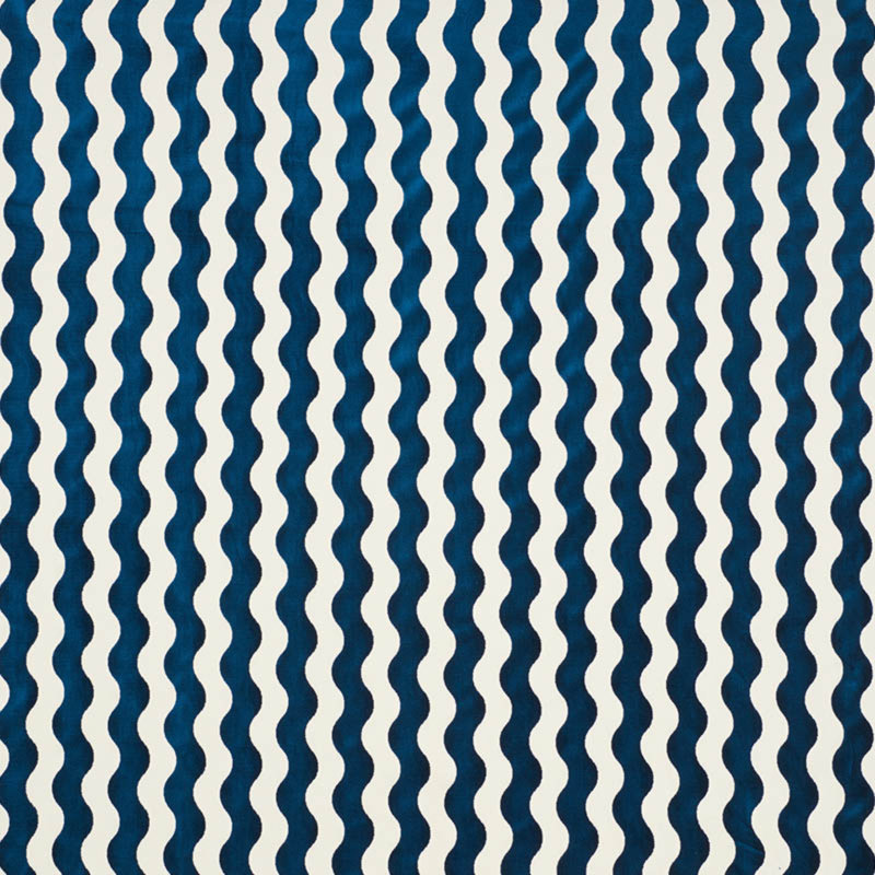 Tissu en velours Schumacher x Miles Redd The Wave, Bleu marine