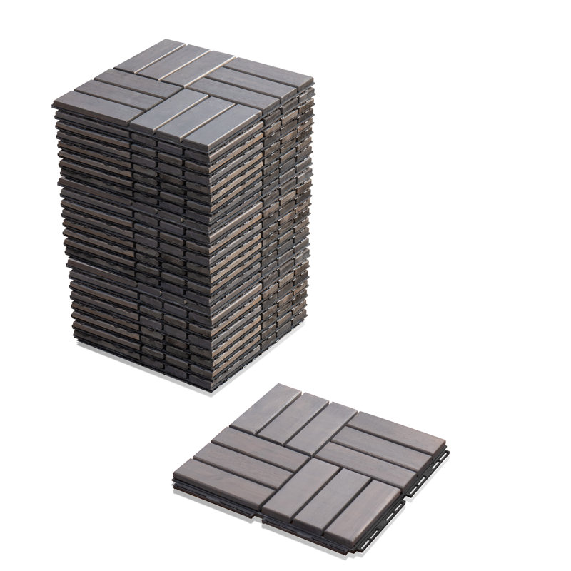 BEEFurni - Carreaux de terrasse en bois emboîtables 12 po x 12 po, Gris clair