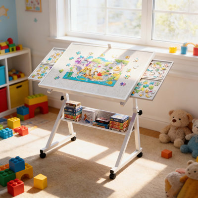 Tableau 1500 pièces en métal 1500 pièces pour cadeau adulte avec 4 plateaux (blanc)