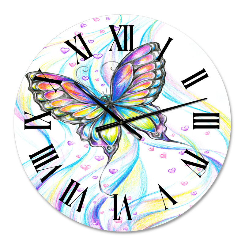 Iridiscent Butterfly - Horloge murale traditionnelle, Moyen