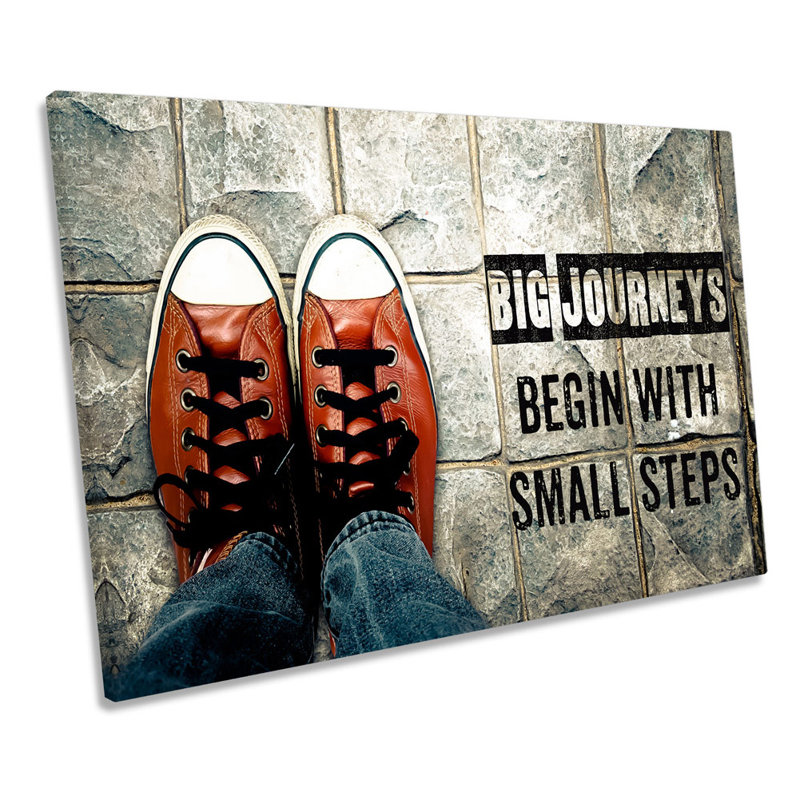 Quote Big Journey Small Steps - Wrapped Canvas Print, 81.3cm H x 121.9cm W x 4cm D