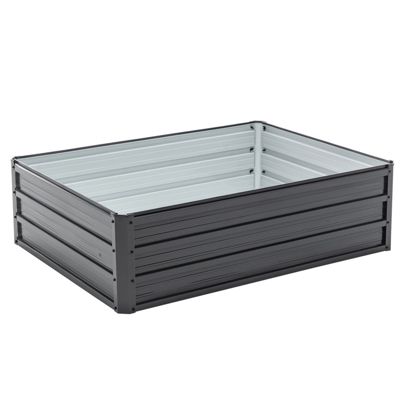 Galvanized Metal Raised Garden Bed 4X3x1ft, Black Kit For Vegetable And Flower Planting In Balconies Parks 4X3x1ft Bed, Planter With Open Base To Water Accumulation Outdoor Areas