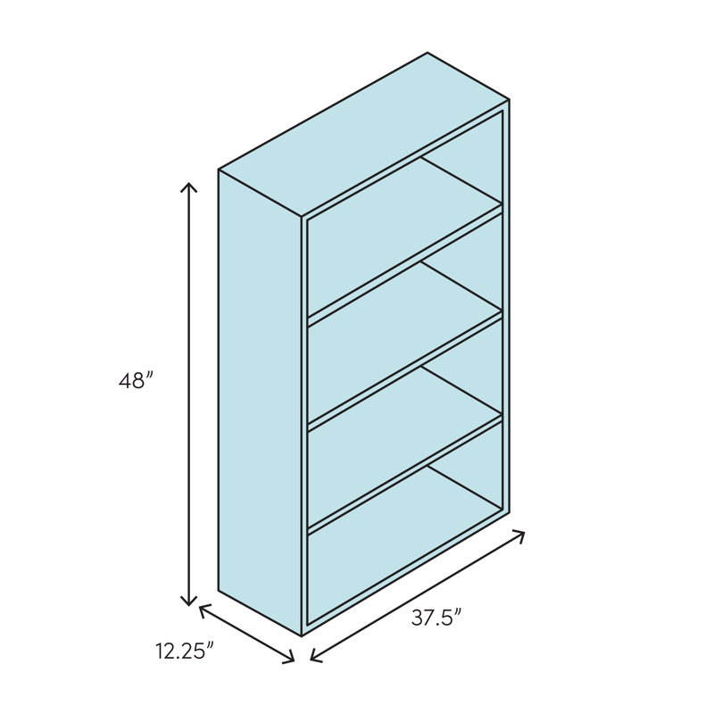 Cuomo Bookcase, White, 48" H x 37.5" W x 12.25" D