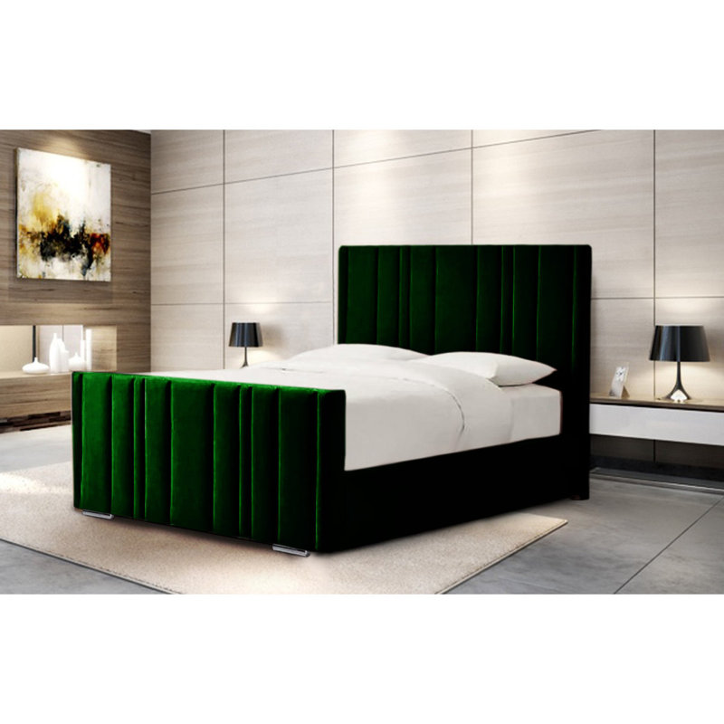 Petersburgh Upholstered Ottoman Storage Bed, Emerald, Small Double (4')