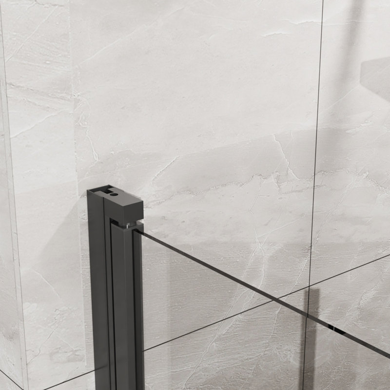 Goodyo 34"X 72" Bifold Frameless Glass Shower Door 1/4 Inch Tempered Clear Glass Pivot Swing Shower Panel, Foldable, Black